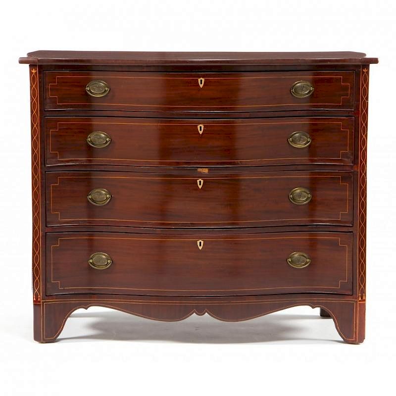 Appraisal: American Federal Serpentine Front Inlaid Chest of Drawers circa possibly