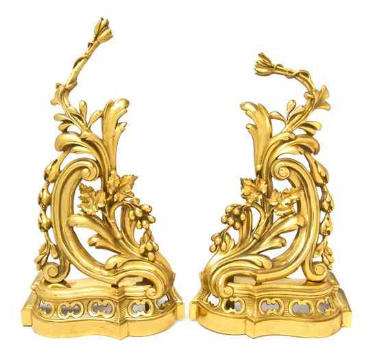 Appraisal: A Pair of Louis XV Style Gilt Bronze Chenets each