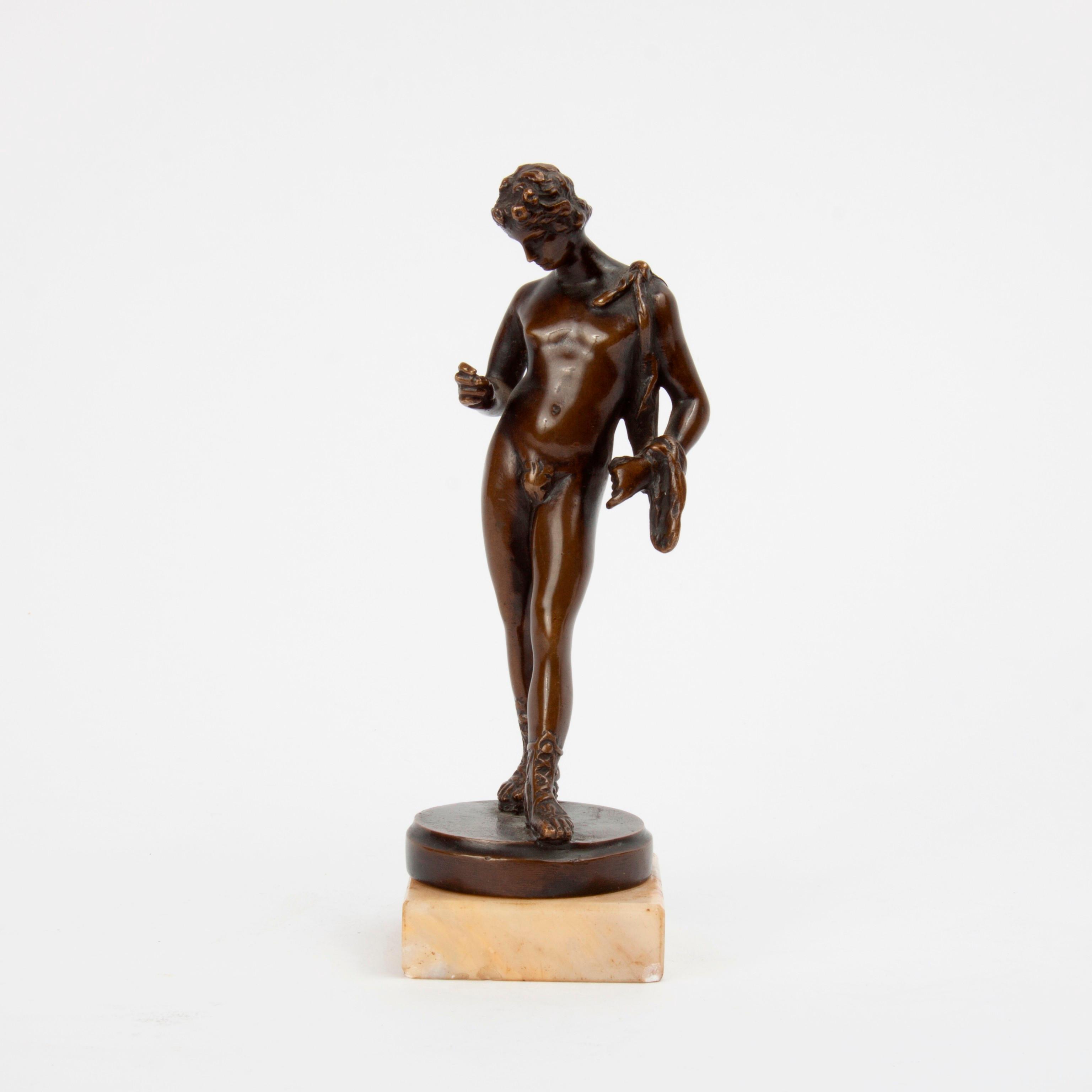 Appraisal: GERMAN MINIATURE BRONZE MALE NUDE GLADENBECK A German miniature bronze