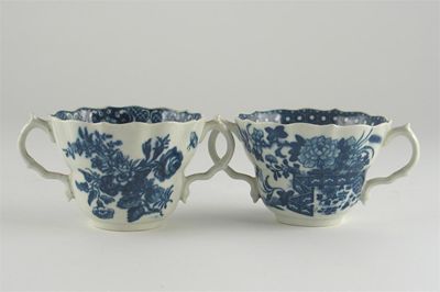 Appraisal: Two Worcester two-handled cups printed in blue with 'The Fence'