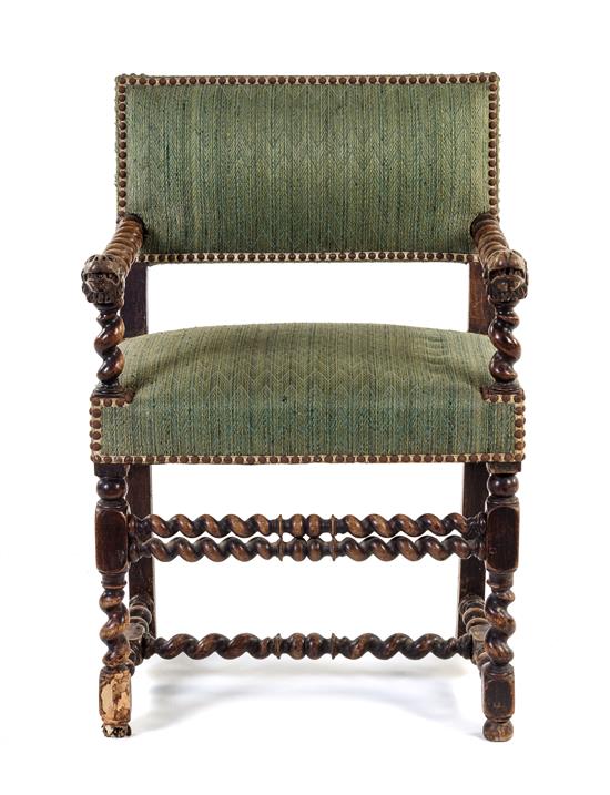 Appraisal: Sale Lot An English Baroque Style Walnut Armchair th century