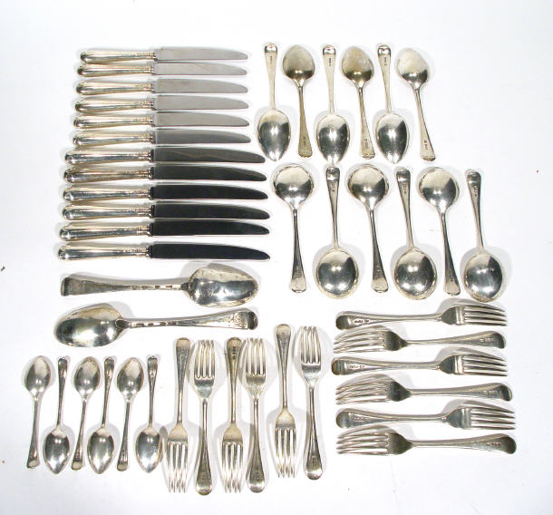 Appraisal: Silver twelve place cutlery set comprised twelve knives forks six