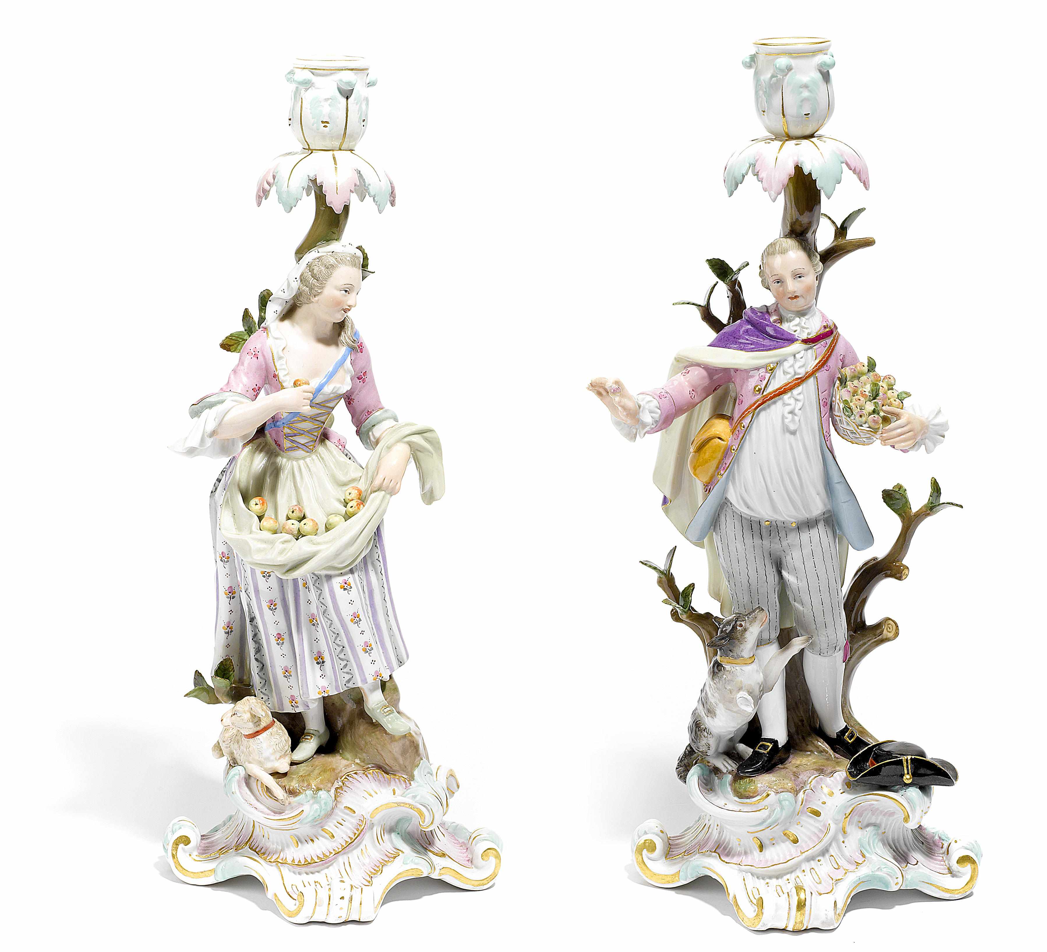 Appraisal: Property of various owners A pair of Meissen porcelain figural