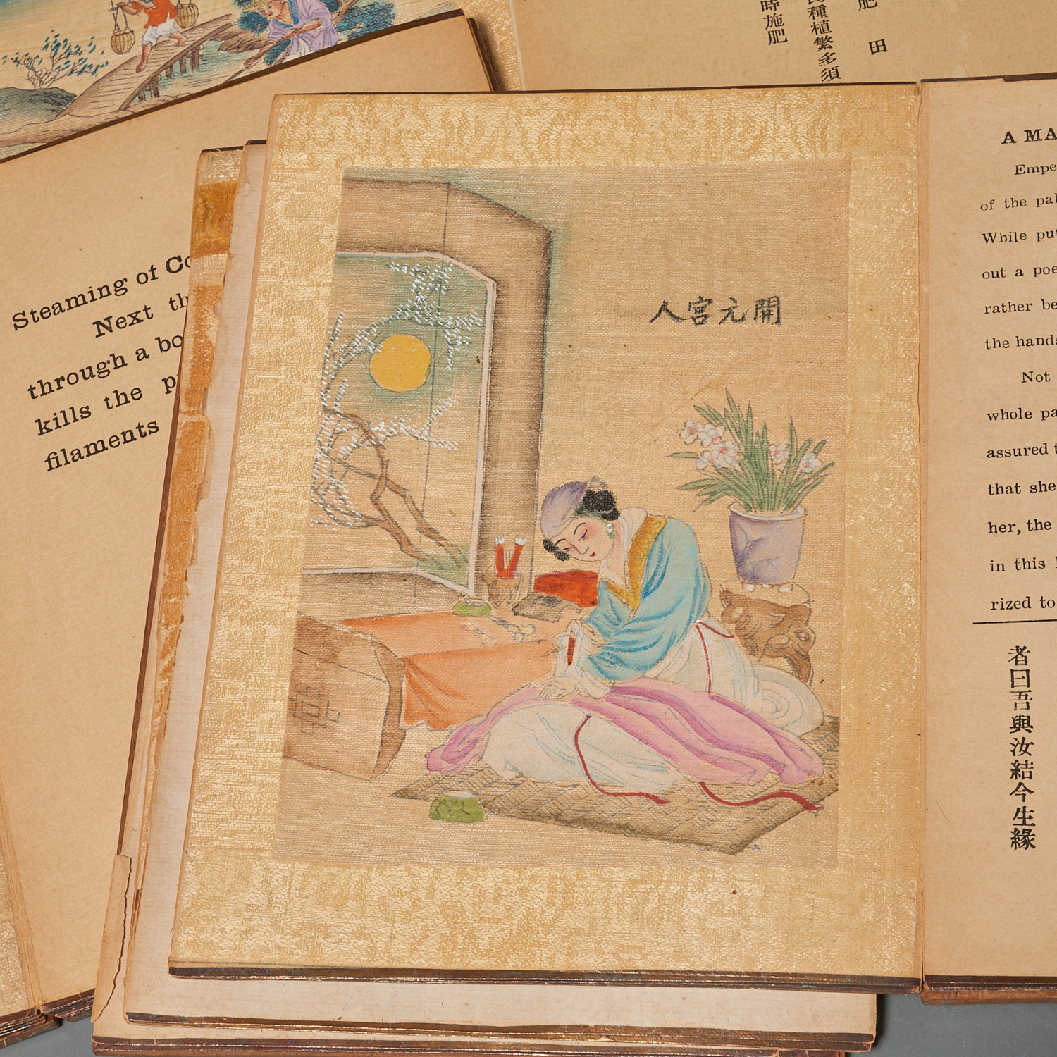 Appraisal: CHINESE HAND-COLORED FOLIO BOOKS C th th c bound in