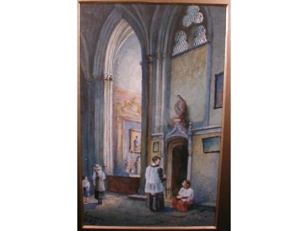 Appraisal: Caudec A church interior scene watercolour titled and marked by