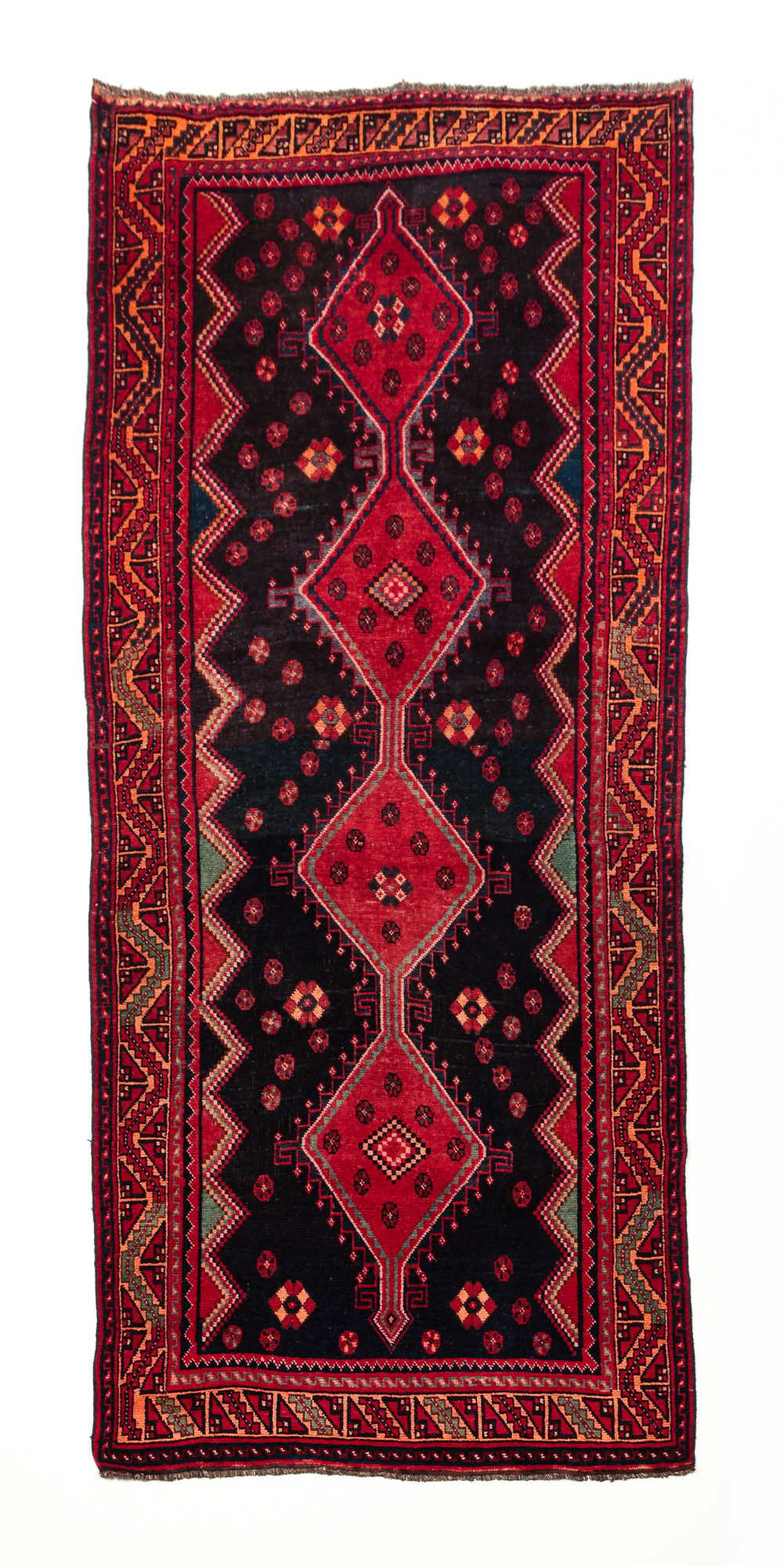 Appraisal: PERSIAN AFSHAR RUG Ca Strong colors of orange accented border