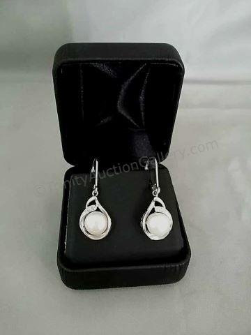 Appraisal: Sterling Silver MM Pearl Dangle Style Earrings Type Elegant and