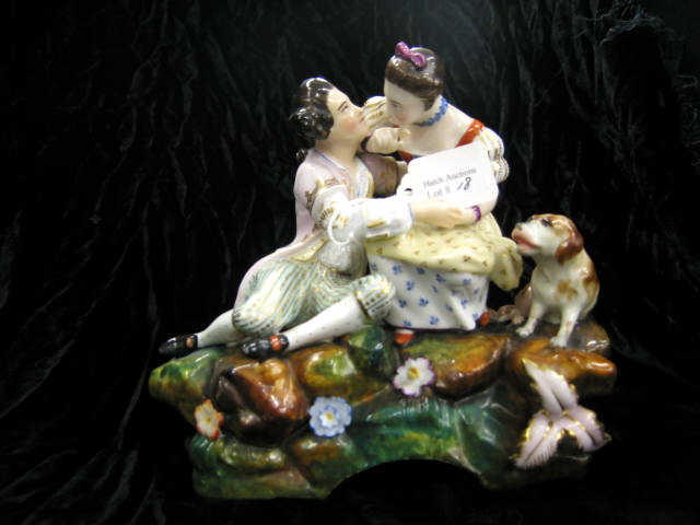 Appraisal: Old Paris Porcelain Figurine of Courting Couple and a dog