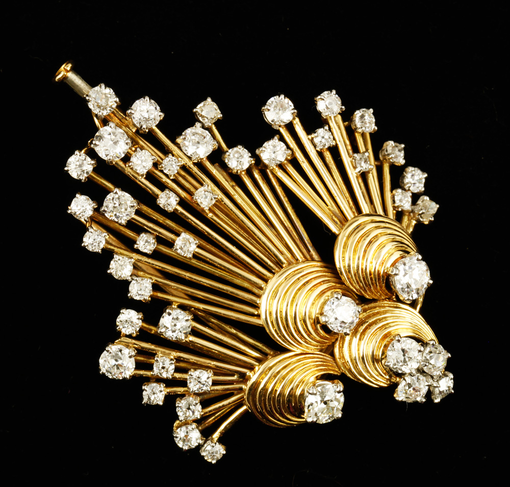 Appraisal: - K Diamond Chaumet Paris Brooch K yellow gold and