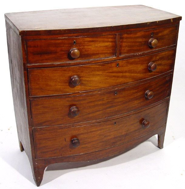 Appraisal: Victorian mahogany bow fronted chest fitted with two short and