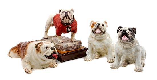 Appraisal: A Group of Four Bulldog Figures Width of widest inches