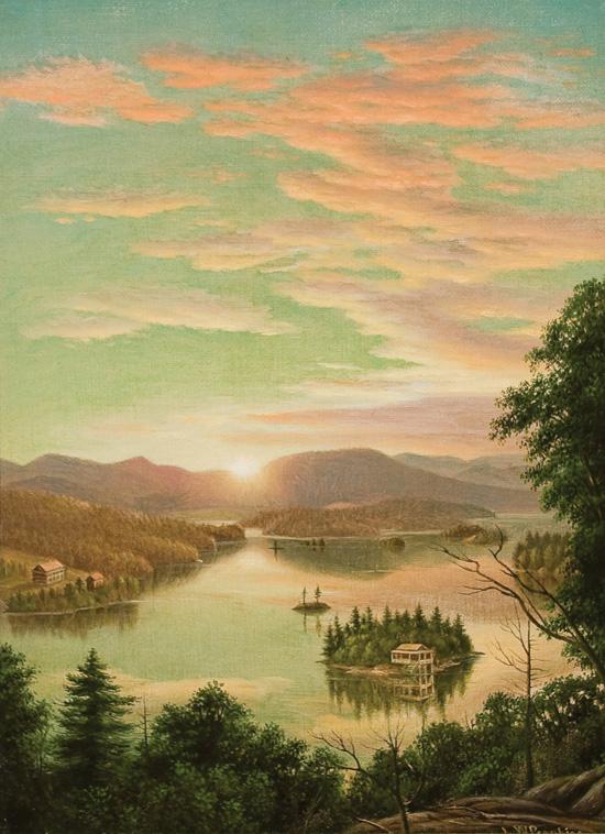 Appraisal: LEVI WELLS PRENTICE American - Sunrise over the Lake oil