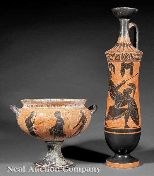 Appraisal: A Group of Two Grand Tour Black-Figure Ceramic Vessels th