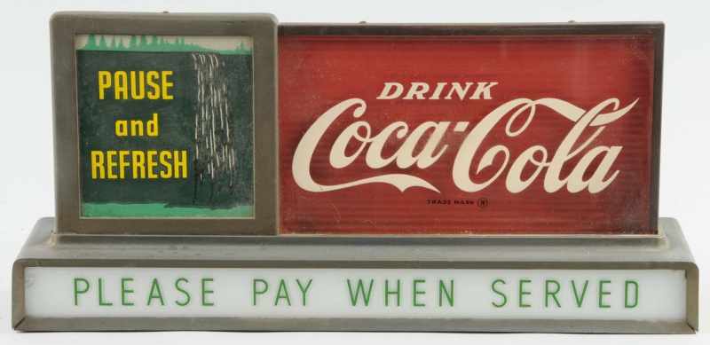 Appraisal: Coca-Cola Waterfall Countertop Light-Up Sign Description s Missing back motor