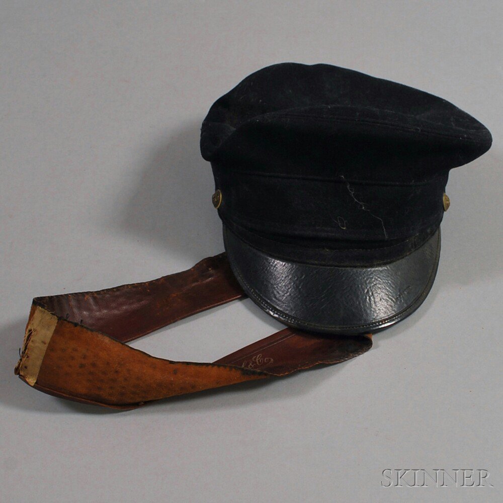 Appraisal: Late th Century Wool Naval Cap with brass United States