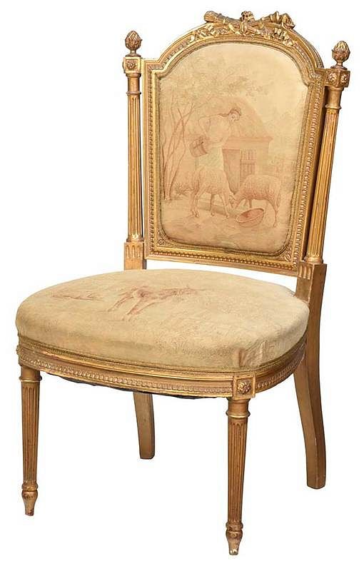 Appraisal: Louis XVI Style Tapestry Upholstered Side Chair French late th