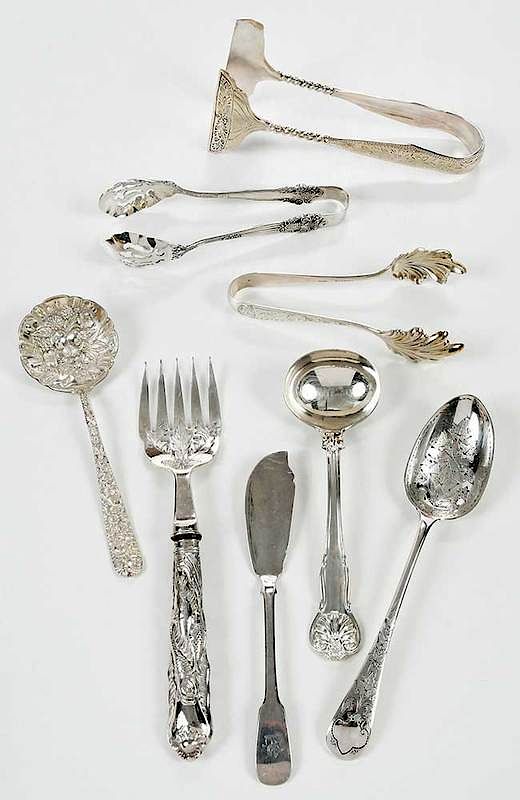 Appraisal: Sixteen Silver Serving Pieces Sterling Kirk Repousse berry spoon three