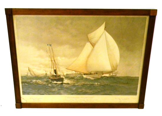 Appraisal: L Prang Co lithograph of an America's Cup Race off