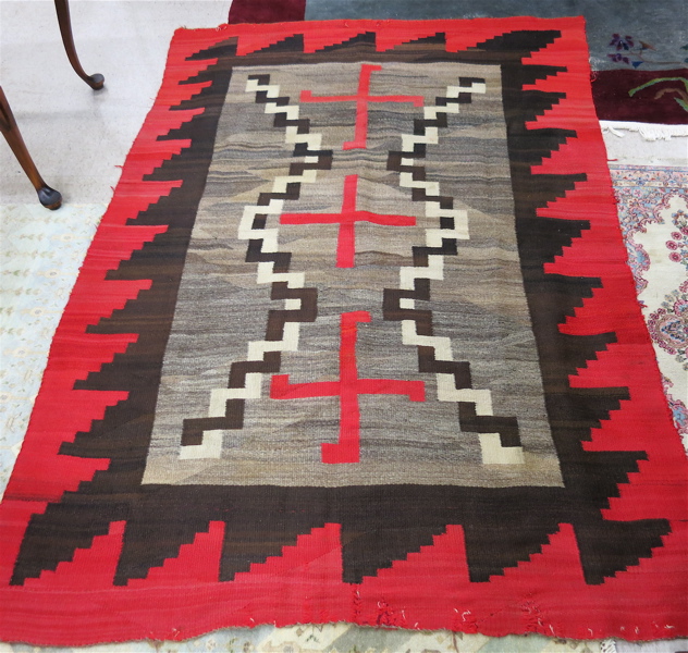 Appraisal: NATIVE AMERICAN NAVAJO BLANKET the natural dye wool blanket with