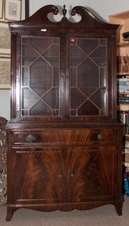 Appraisal: Federal style mahogany glazed panel cupboard Estimate - All items