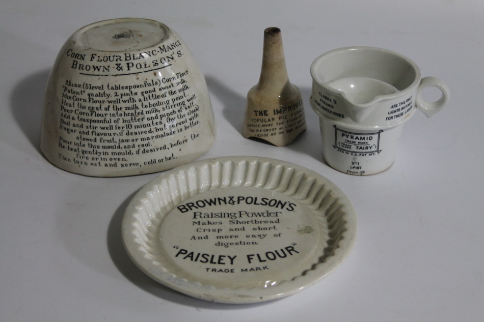 Appraisal: Various Brown and Polson's pottery kitchenalia comprising a Paisley flower