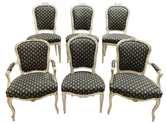 Appraisal: Six French style dining chairs two arm and four side