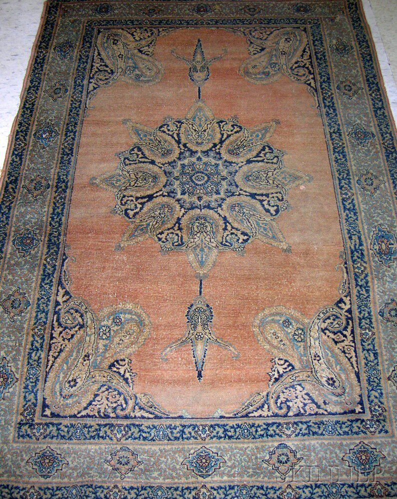 Appraisal: Tabriz Rug Northwest Persia late th century the faded pumpkin