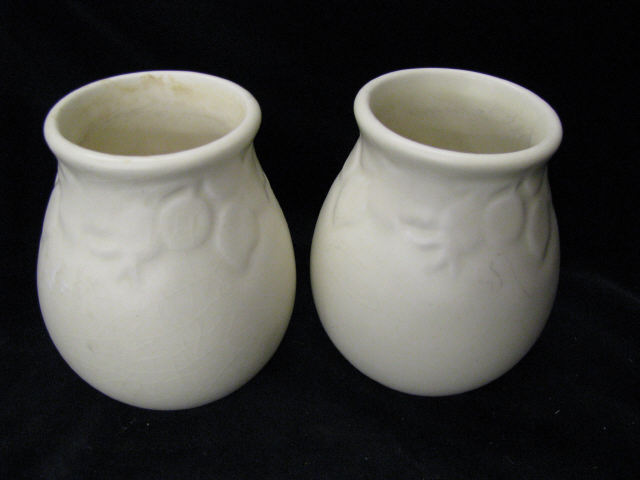 Appraisal: Pair of Rookwood Art Pottery Vases fruit decor on ivory