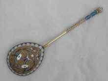 Appraisal: A Russian silver cloisonne enamel table spoon Moscow c approx