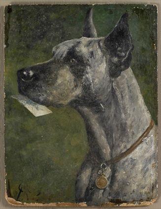 Appraisal: CASSIUS MARCELLUS COOLIDGE - GREAT DANE Oil on artistboard x