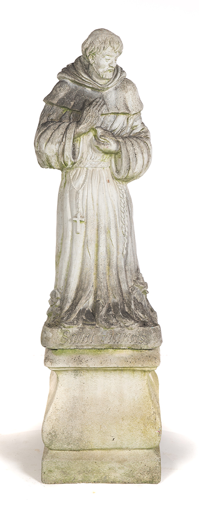 Appraisal: CAST CONCRETE STATUE OF SAINT FRANCIS OF ASSISI ON AN