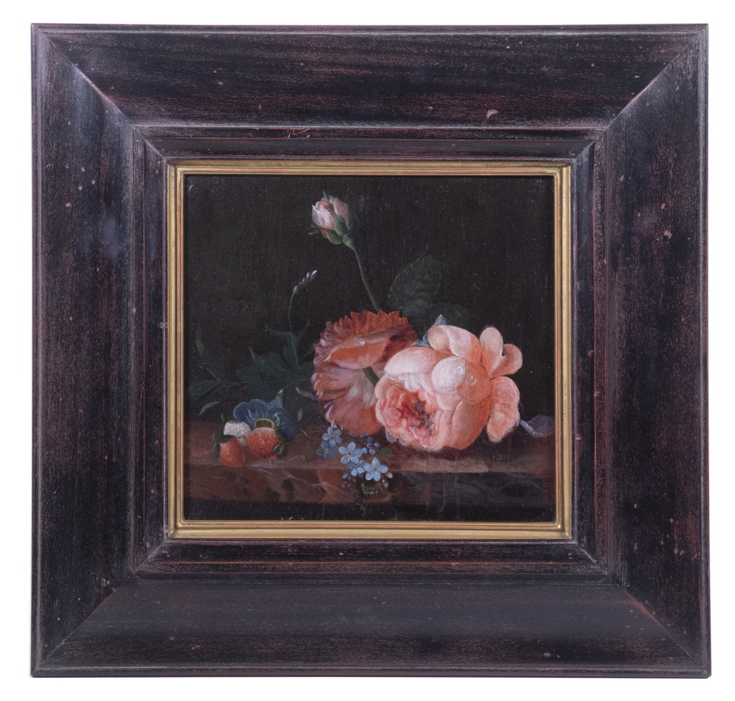 Appraisal: HANS BOLLONGIER NETHERLANDS - Marbletop Table Still Life of Roses