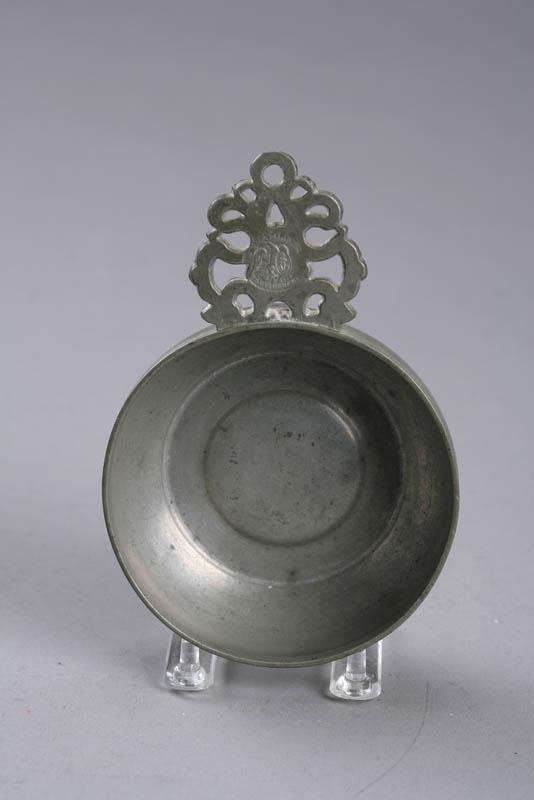 Appraisal: PEWTER PORRINGER Touch for Samuel Hamlin Jr Providence Rhode Island