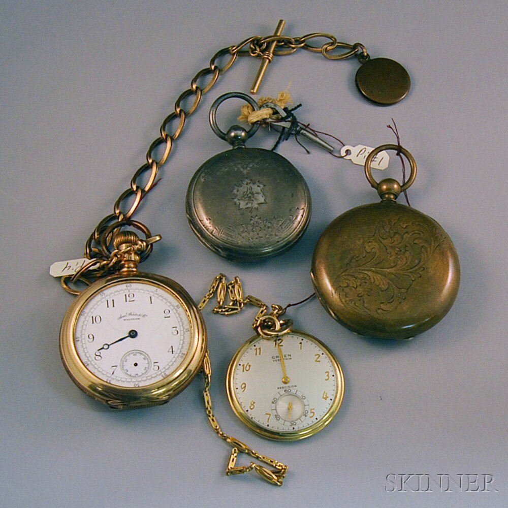 Appraisal: Four Pocket Watches including an open-face Waltham an open-face Gruen