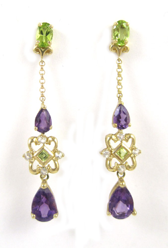 Appraisal: PAIR OF AMETHYST AND PERIDOT EARRINGS each k yellow gold