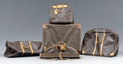 Appraisal: Five pieces Louis Vuitton luggage all with soft sides leather