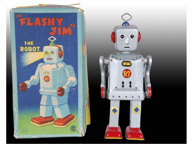 Appraisal: Japanese Battery-Operated Flashy Jim Toy Robot wit Description - ''