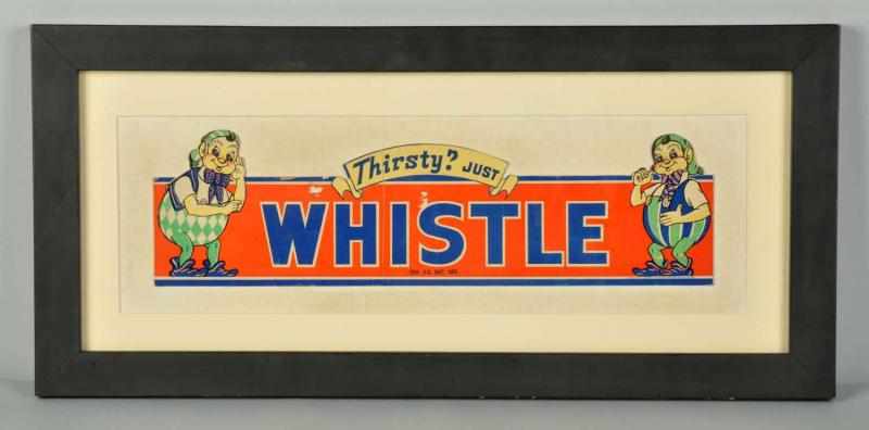 Appraisal: Cardboard Whistle Cutout Sign Description s Framed under glass Some