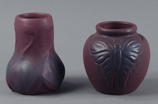 Appraisal: Two Small Van Briggle VasesBoth in matte mottled mulberry glaze