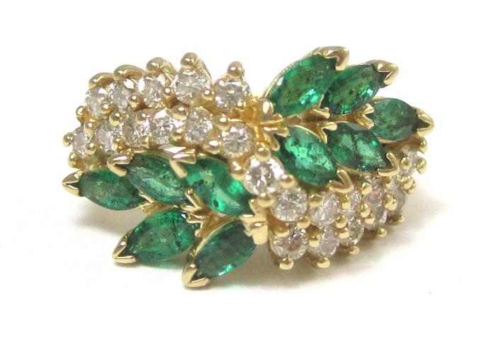 Appraisal: EMERALD DIAMOND AND FOURTEEN KARAT GOLD RING set with ten