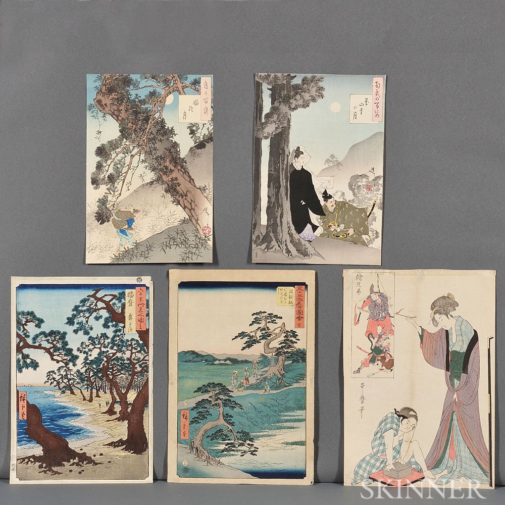 Appraisal: Five Ukiyoe Woodblock Prints Japan th th century two by