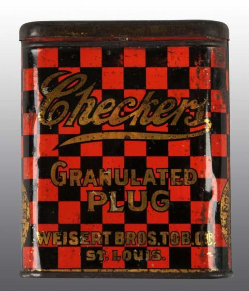 Appraisal: Checkers Vertical Pocket Tobacco Tin Description Solid example in decent