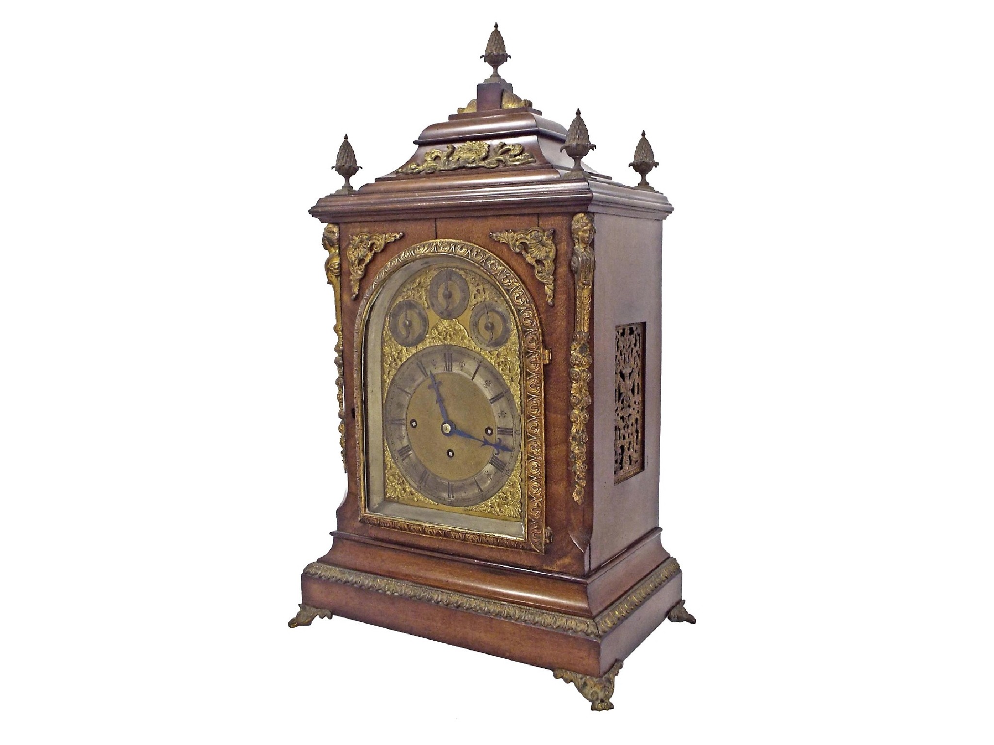 Appraisal: English mahogany triple fusee boardroom bracket clock the substantial movement