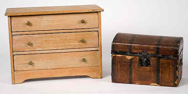 Appraisal: Child's Chest of Drawers and Trunk American a child's chest