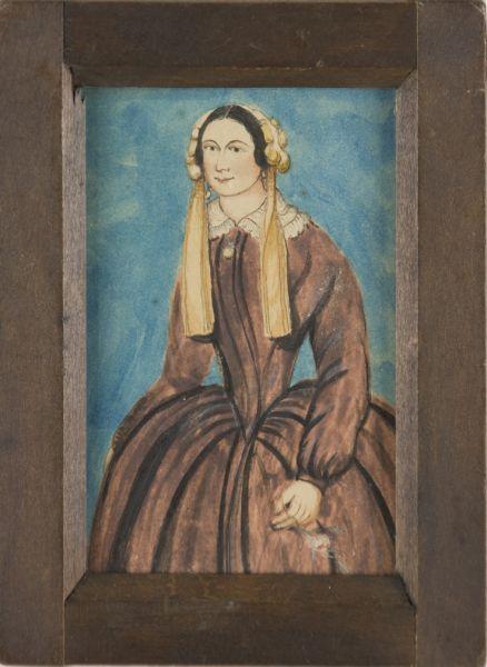 Appraisal: Portrait Miniature Lady with Single Rose th c watercolor on