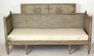 Appraisal: Rare Swedish Gustavian bench with carved grffins Rare Swedish Gustavian