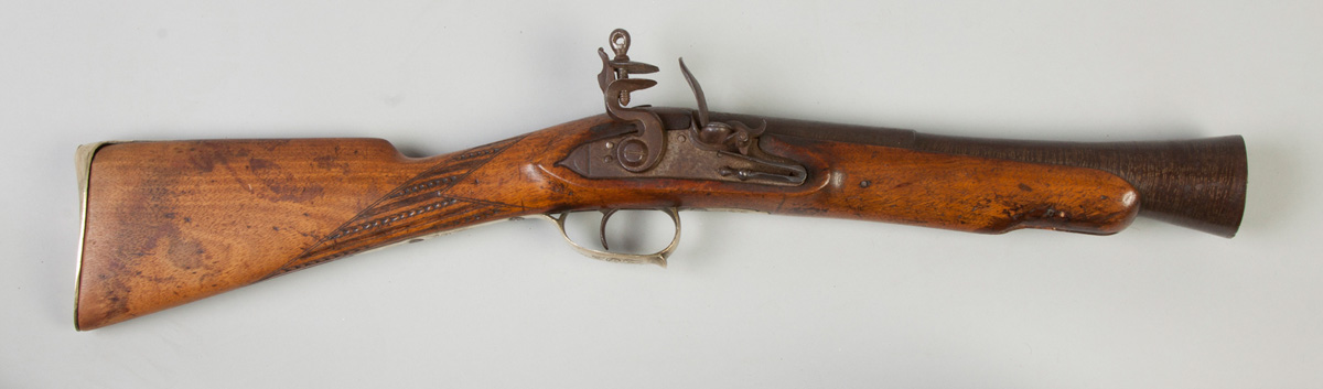 Appraisal: Early Blunderbuss Flint Lock Gun Damascene barrel