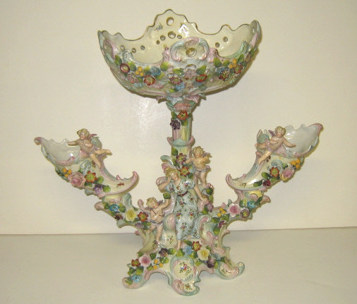 Appraisal: MEISSEN STYLE PORCELAIN CENTERPIECE Flowering tree form with allegorical figures