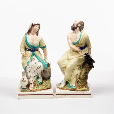 Appraisal: A pair of Staffordshire pearlware figures of Elijah and the