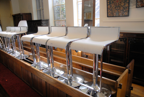 Appraisal: SET OF FOUR WHITE AND CHROME BAR STOOLS